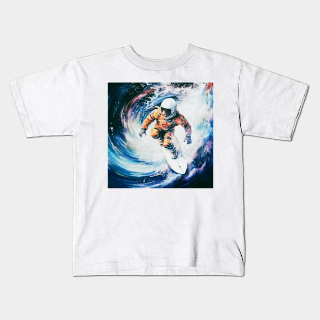 Surfing Astronaut Kids T-Shirt by AJDesignsstuff